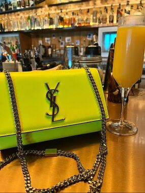 Saint Laurent Neon Yellow Kate Shoulder Bag, Mediun